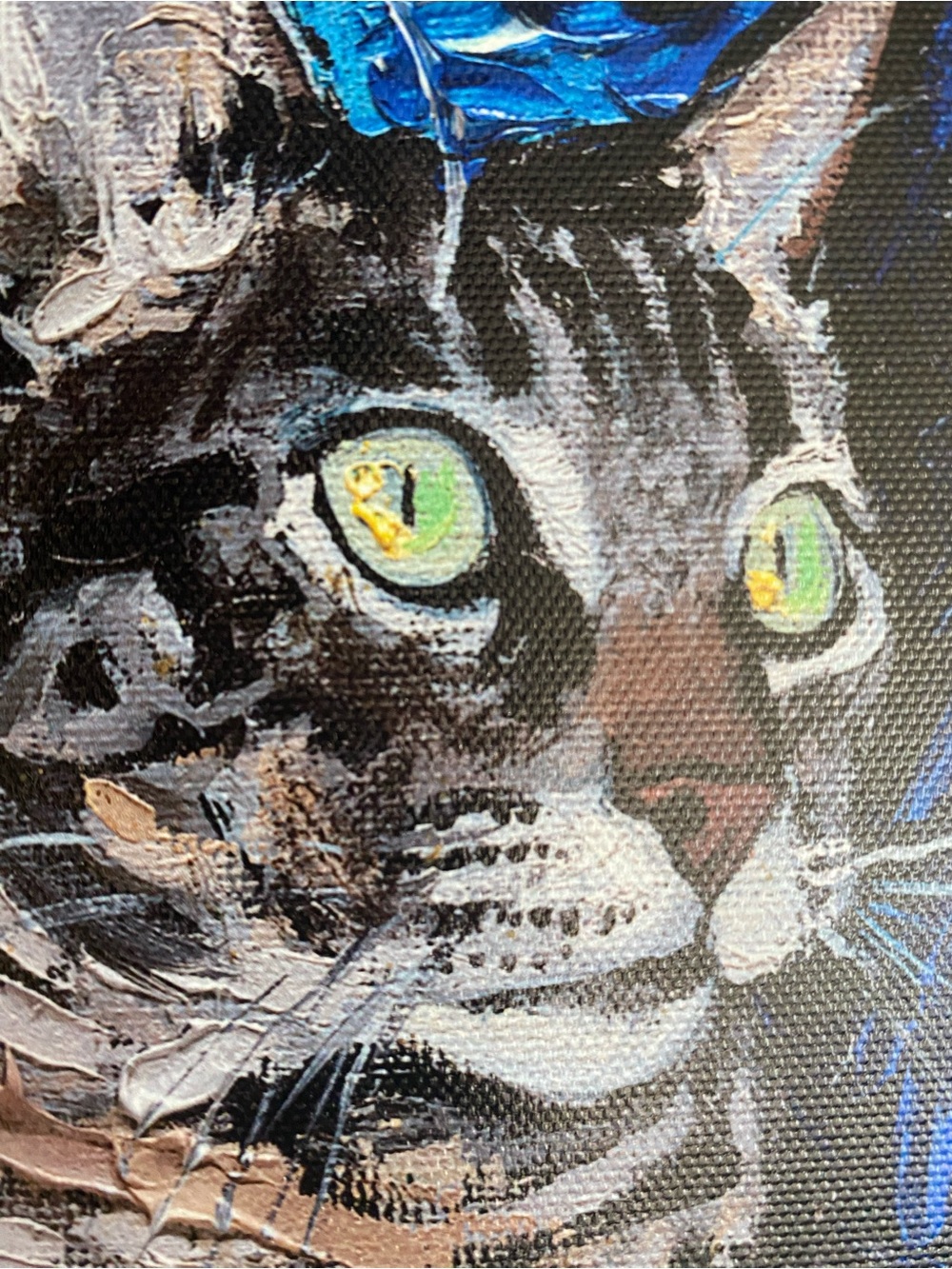 “Tabby Nights” Stretched Canvas Print by Aja Trier- Van Gogh inspired. - Picture 5 of 10
